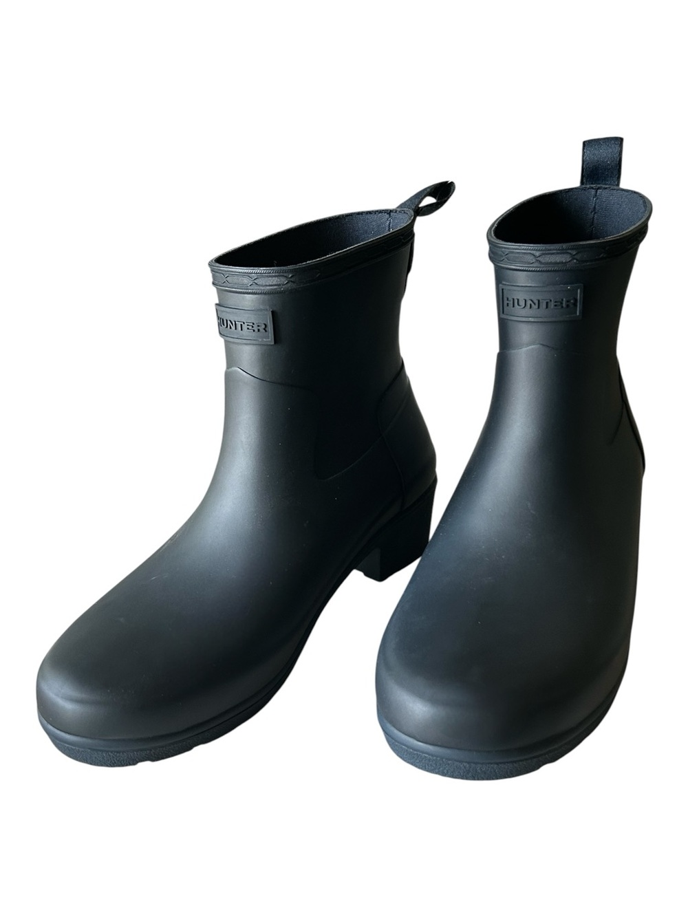Hunter Refined Low Heel Ankle Biker Boots Low Block Heel NEW without tags